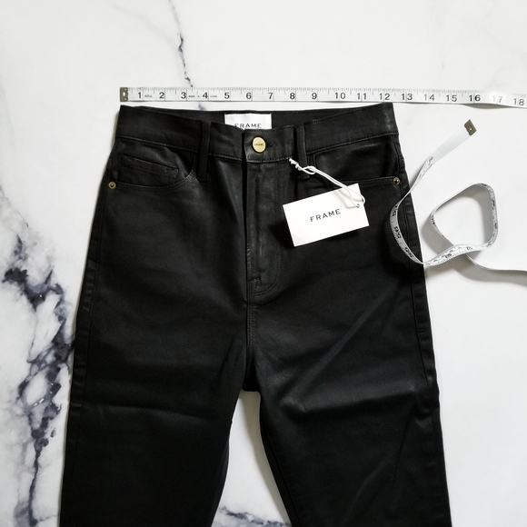 Frame Ali High Rise Cigarette Jean in Noir Coated - Picture 6 of 14